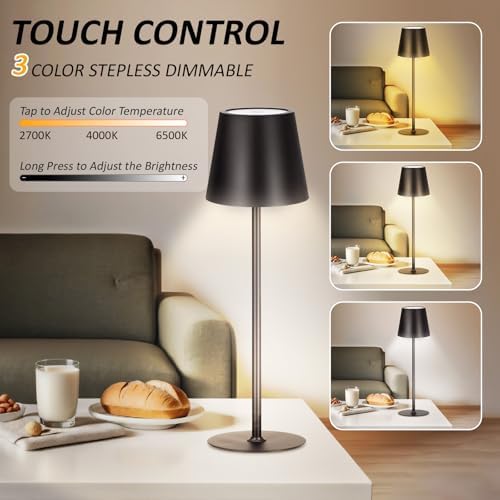 Retisee 2 Pack Cordless Table Lamp Portable Rechargeable Lamp, Black - Image 3