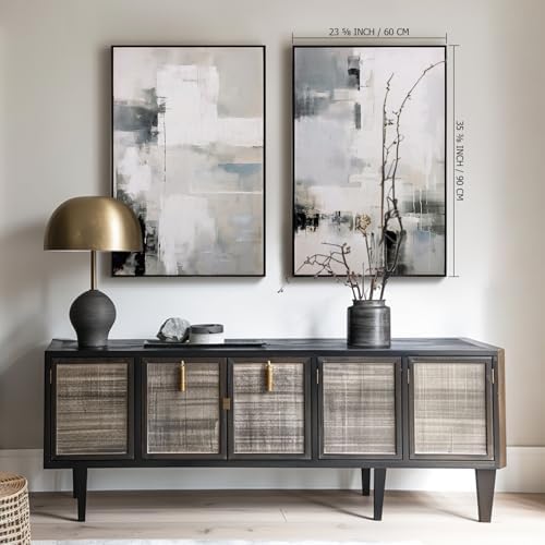 SAFERRYHOME Neutral Abstract Hand Painted Wall Art, 24x36 Inches, Set of 2 - Image 2