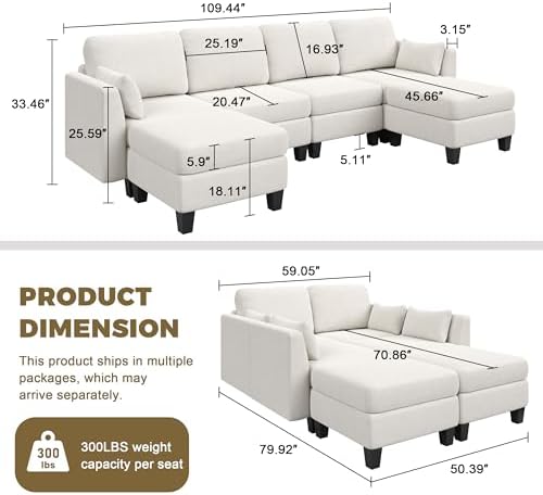 Modular Sectional Sofa 6 Seaters Modular Sleeper Sofa Couch - Image 3
