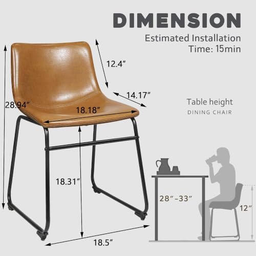 Waleaf Dining Chairs Set of 4, 18" Faux Leather Counter Height Bar Stools - Image 2