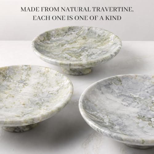 Koville Natural African Marble Fruit Bowl, 11 Inch Decorative Pedestal Tray Bowl, Handmade Stone Centerpiece Bowl for Kitchen Counter, Coffee Table & Dining Table, Modern Home Decor - Image 4