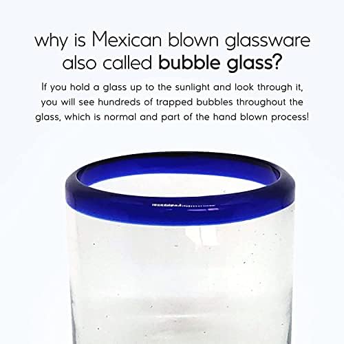 Cobalt Blue Rim 10 oz Tumblers (set of 6), Recycled Glass, Lead-free, Toxin-Free (Tumbler) - Image 3