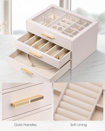 VLANDO Jewelry Box Organizer, 7-Layer Storage Drawers, Glass Window, Modern - Image 5