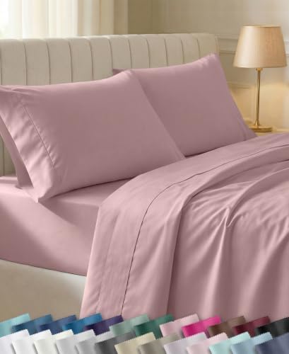 California Design Den 100% Cotton Sateen Queen Sheet Set Deep Pocket, Mauve by CaliforniaDesignDen