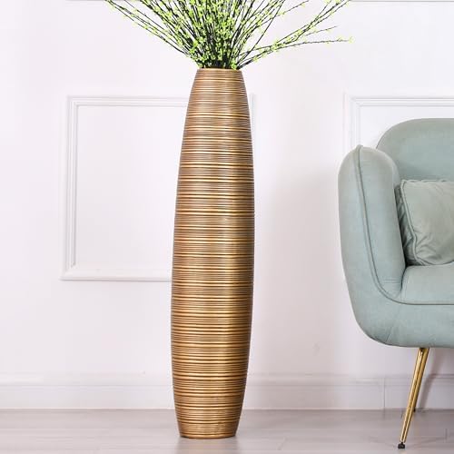 Leewadee Decorative Tall Floor Vase for Living Room Decor, 34 inches, Gold, Resin by Leewadee