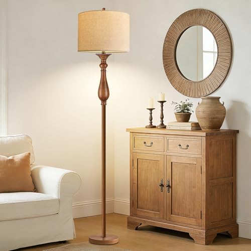 Wood Floor Lamps for Living Room Farmhouse Boho Floor Lamp with Remote Control & 3 Color Temperature,Dimmable Vintage Floor Lamp Mid Century Modern Standing Lamp Pole Tall Floor Lamp Bedroom Corner - Image 6