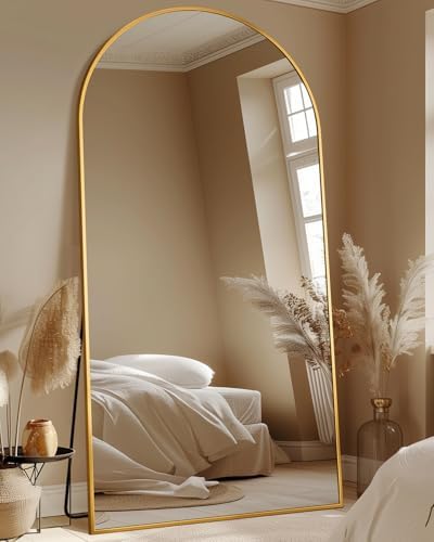 81"x41" Arched Full Length Mirror with Stand,Full Body Floor Mirror by CoomilyBrandStory