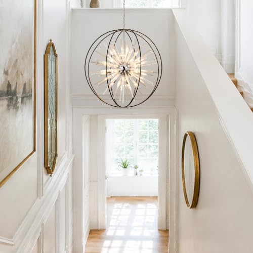 Modern Large Black Crystal Chandelier for High Ceilings Foyer Entryway - Image 6