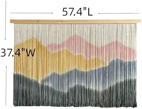 laddawan Extra Large Macrame Wall Hanging Dip-Dyed Tapestry Modern Wooden Home Wall Art For Living room Boho Handmade Wall Decor For Bedroom (Yellow) - Image 7