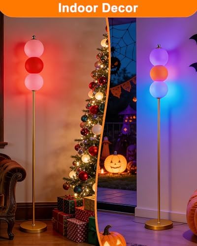 Lightdot Orange Floor Lamp RGB 3 Globe Floor Lamp Dimmable Modern Lamp 63In - Image 4