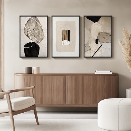 Framed Modern Minimalist Neutral Abstract Wall Art, Set of 3, Each 16x24 In - Image 4