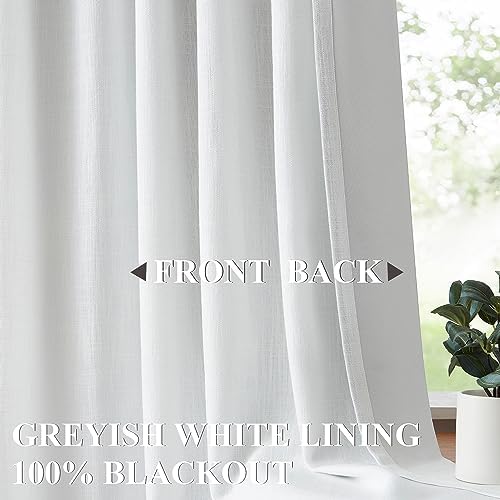 Vision Home White Pinch Pleated Full Blackout Curtains Thermal Insulated Window Curtains 63 inch for Living Room Bedroom Room Darkening Pinch Pleat Drapes with Hooks Back Tab 2 Panel 40" Wx63 L - Image 3