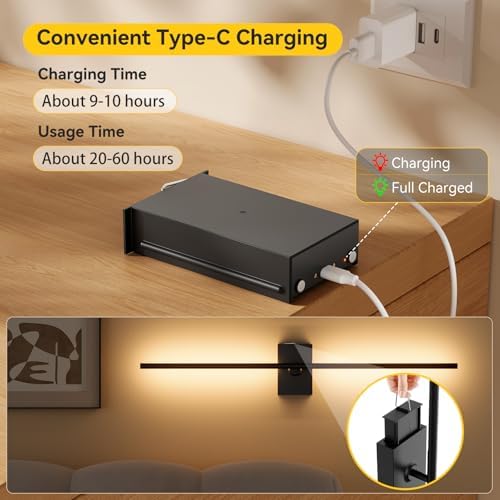 Battery Operated Wall Sconces Set of 2, Remote Control, 10000mAh, Black - Image 3