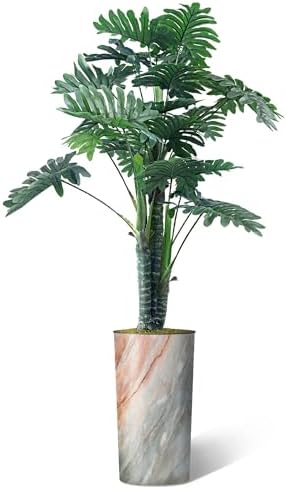 Artificial Tree in Modern Granite Effect Planter, Fake Philodendron Tree Silk Tree for Indoor and Outdoor Home Decoration - 70" Overall Tall (Plant Pot Plus Tree) - Image 2