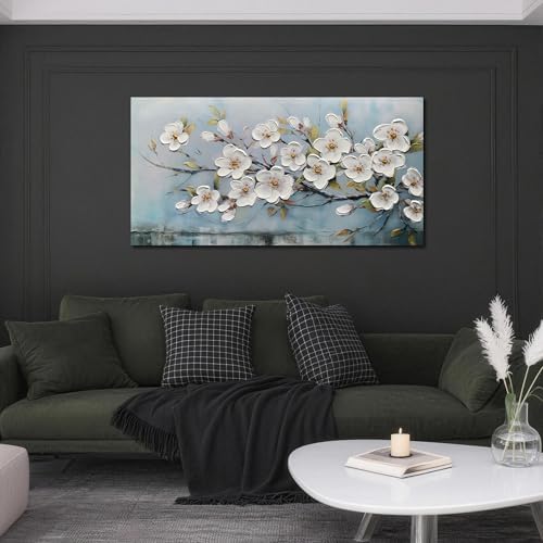 Anolyfi Cherry Blossom Flowers Textured Wall Art for Living Room 48"x24" - Image 6