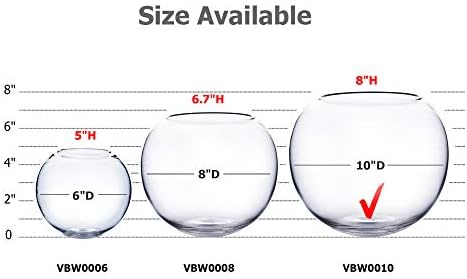WGV Bowl Glass Vase, Diameter 10", Height 8", Open Width 6", (Multiple Sizes Choices) Clear Bubble Planter Terrarium Fish Bowl for Wedding Event Home Decor, 1 Piece (VBW0010) - Image 3