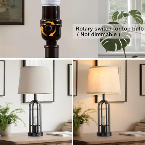 SRJJA 24" Farmhouse Touch Table Lamps for Living Room Set of 2 with USB A+C - Image 3