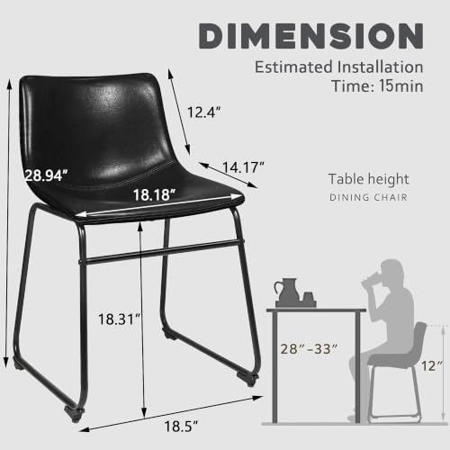 Waleaf Dining Chairs Set of 4, 18" Faux Leather Counter Height Bar Stools - Image 2