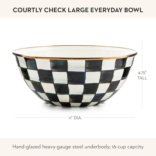 MACKENZIE-CHILDS Everyday Bowl, Large, Black-and-White Courtly Check - Image 4