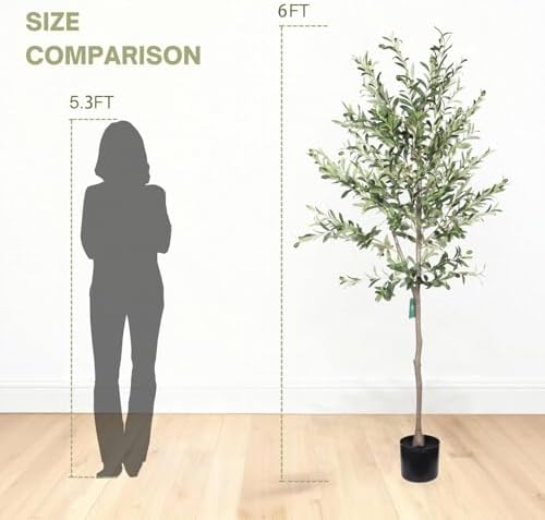 6FT Artificial Olive Tree, Faux Plants Indoor, Fake Tree with Black Pot - Image 5