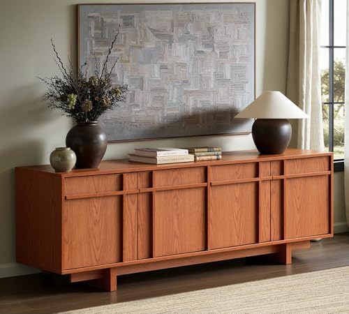 65.6" Mid Century Modern TV Stand for 75 Inch TV, Cherry by VITALIKUS