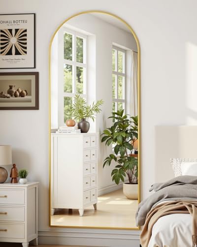 Suidia 71"x26" Arched Full Length Mirror with Stand, Gold Floor Mirror - Image 2