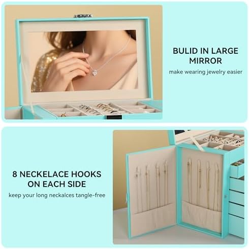 Frebeauty 6-Layer Jewelry Box for Women,Large Jewelry Organizer with Drawer - Image 5