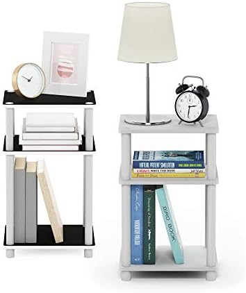 Furinno JUST Toolless 3-Tier Side Table Set of 2, White(Espresso) by Furinno-FitsYourSpaceFitsYourBudget