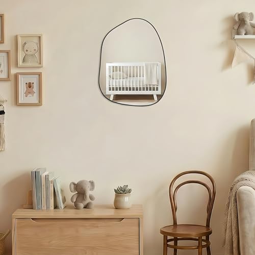 PERFNIQUE Irregular Wall Mirror Asymmetrical Mirror, 16''x12'' Small Black Mirror for Bathroom Bedroom Living Room Entryway, Decorative Modern Wall Decor, Wall Mounted (Black, 16''x12'') - Image 7