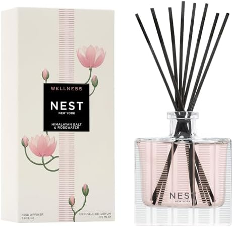 NEST New York Reed Diffuser, Himalayan Salt & Rosewater - The Wellness Collection - 5.9 fl oz - Fragrance for Up to 90 Days - Reusable, Refillable Glass Holder - Includes 8 All-Natural Reed Sticks by Unknown