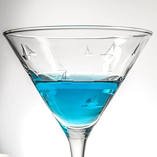 Rolf Glass Sailing Martini Glass | Set of 4 Stemmed 10 ounce Martini Glasses | Lead-Free Glass | Diamond-Wheel Etched Cocktail Glasses | Made in the USA - Image 3