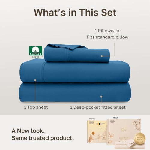 California Design Den 100% Cotton Sateen Twin XL Sheets Set, 3 Pcs - Image 3