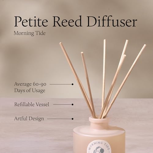 Thymes Petite Oil Reed Diffuser Set – Includes Reeds, Fragrance Oil & Glass Bottle – Luxury Scent Diffusers for Home Decor (Morning Tide, 4 fl oz) - Image 4