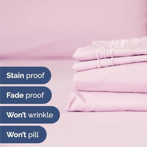 Cal King Size 4 Piece Sheet Set - Breathable & Cooling Sheets - Light Pink - Image 5