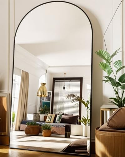 KOMCOTE Full Length Floor Mirror - 77x38 Inches Oversized Arched Black Mirror for Bedroom, Living Room, Dressing Room - Elegant Freestanding & Leaner Mirror for Home Decor - Image 5