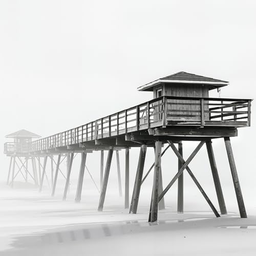 Framed Coastal Beach Black and White Wall Art for Living Room, 11x14 Inch - Image 6