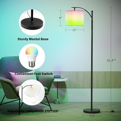 SUNMORY Arc Floor Lamp, Smart APP Remote Control Standing RGB Lamp - Image 5