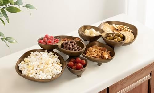 Kate and Laurel Cluso Modern Metal Tabletop Footed Cluster Tray, 14 x 10, Antique Brass, Sculptural Cast Aluminum Food-Safe Tray for Kitchen or Entryway Decor - Image 4