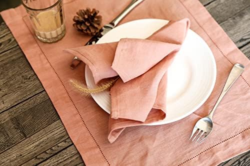 100% Pure Linen Dinner Cloth Napkins 15 x 15 Inch Dusty Pink - Set of 6 Pack European Flax Natural Fabric Washable for Home and Kitchen - Image 3