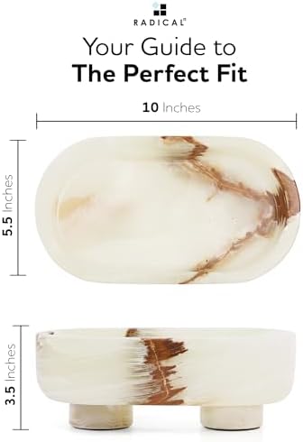 Radicaln Marble Oval Bowl with Stand 10" Decorative Bowl for Table Decor - Image 6