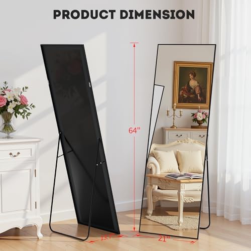 Simple Deluxe Full Length Mirror, 64"×21" Large Floor Mirrors, for Wall Door Bedroom Bathroom Living Room (Black) - Image 6