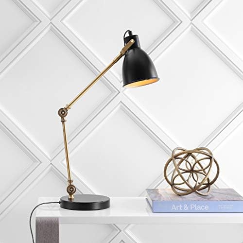 JONATHAN Y Barnes 24" Metal Adjustable Desk Task Lamp, Black/Brass Gold - Image 3