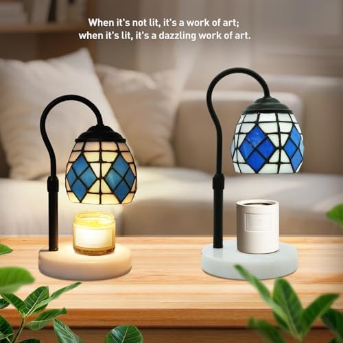 Mediterranean Tiffany Candle Warmer Lamp, Adjustable Marble - Image 6