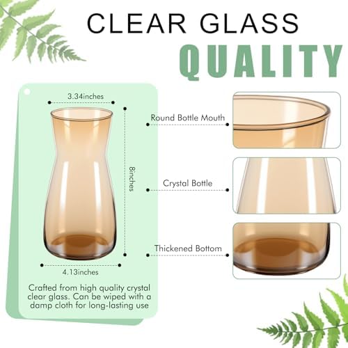 Thenshop 10 Pcs 8'' Tall Clear Glass Flower Vase for Bouquet, Amber - Image 2