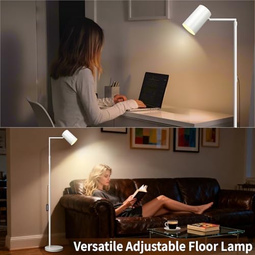 Ldeco Stepless Dimmable Arc Floor Lamp for Living Room with Timer,Height Adjustable Modern Reading Standing Lamps for Living Room,Reading Room,Office,LED Bulb Included (White-DM) - Image 6