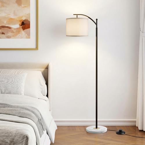 Floor Lamp for Living Room with Marble Base, Modern Standing Lamp with 3 Color Temperatures Bulb & Adjustable Linen Shade, Tall Lamp for Bedroom Office Reading Nursery - Image 7