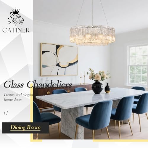 CATINER Modern 24" Crystal Glass Chandelier 10-Light Chrome Chandeliers - Image 3