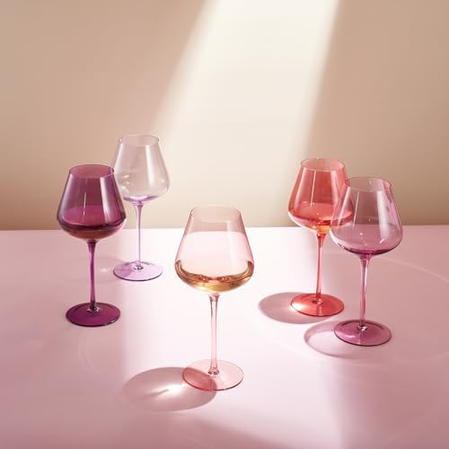 Colors of Love Pink & Red Valentines Crystal Wine Glasses Set of 6 – Elegant Italian Style Tall Stemmed 24oz Glassware Valentine’s Day, Romantic Dinners, Anniversaries, Weddings Gifts, Wife Girlfriend - Image 3