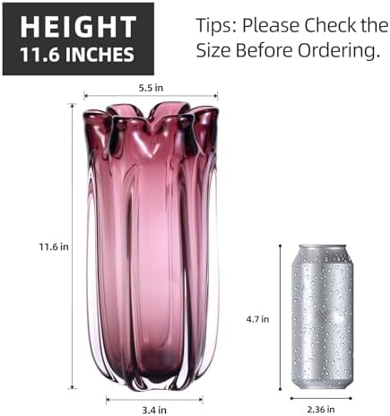 KAMMAK Glass Vase,Colored Hand Blown Decorative Vase - Image 2