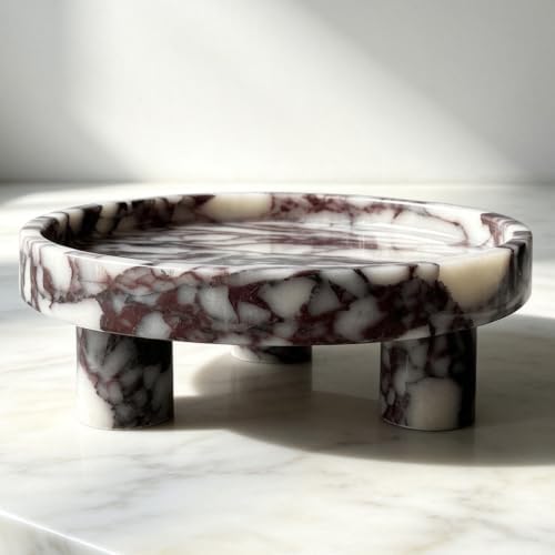 10” Round Marble Tray Riser Trivet, Fruit Bowl for Kitchen Counter by EXCHUES